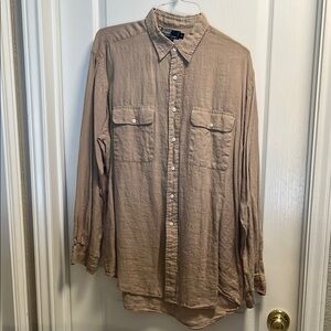 Polo by Ralph Lauren Tan 100% Linen Casual Button Down Shirt
